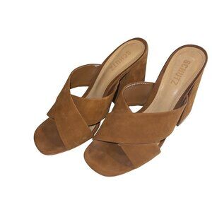Schutz Womens Sandal  Size 9 Brown Callie Nubuck Leather High Heel Casual